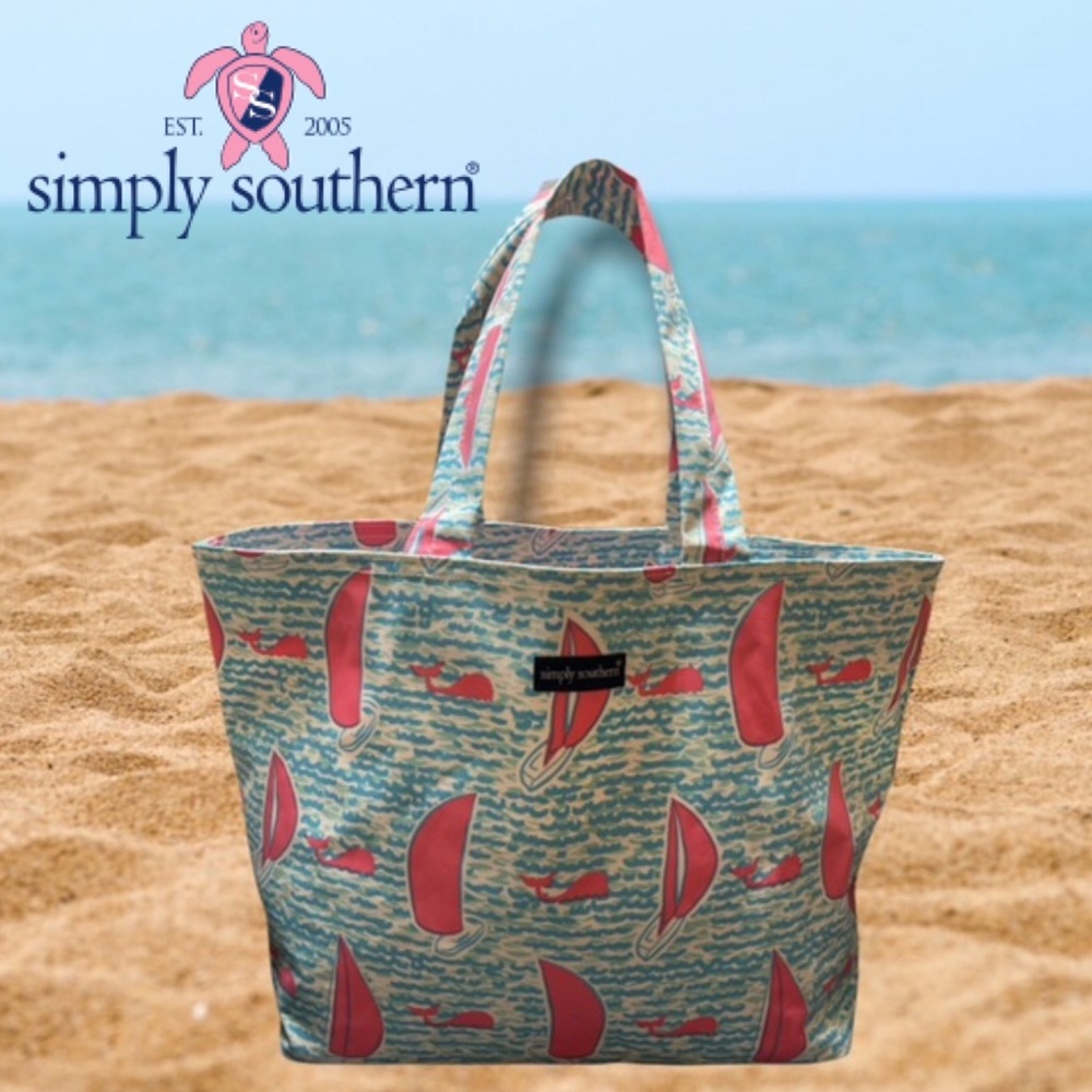 Simply Southern Sail Boats & Whales Beach Tote